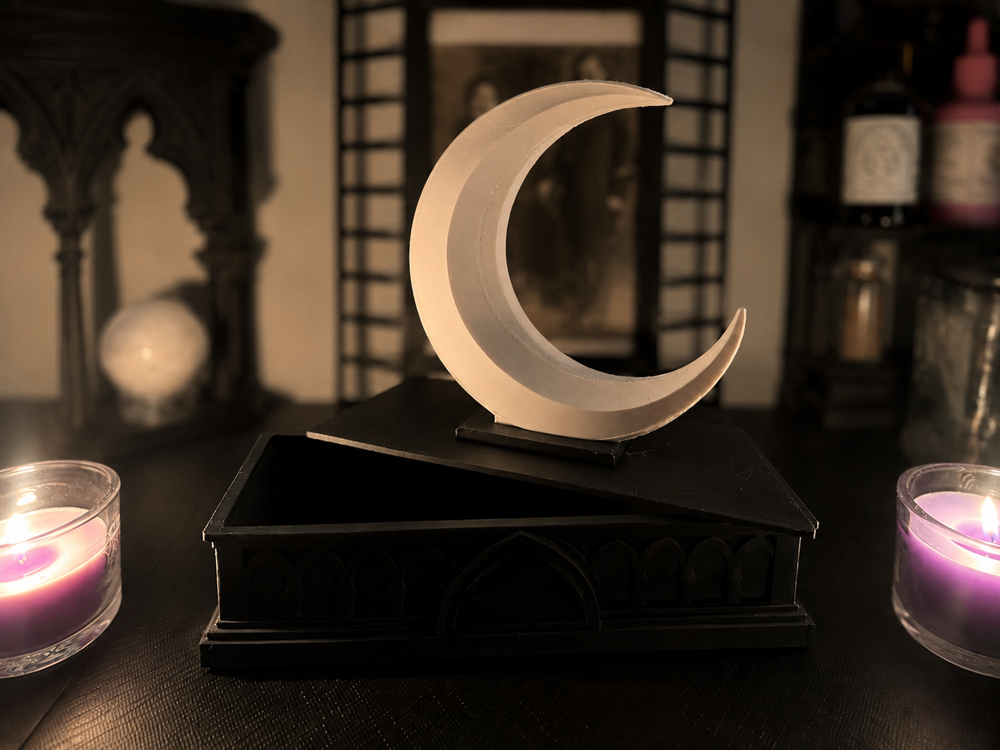 Gothic Crescent Moon Trinket Box