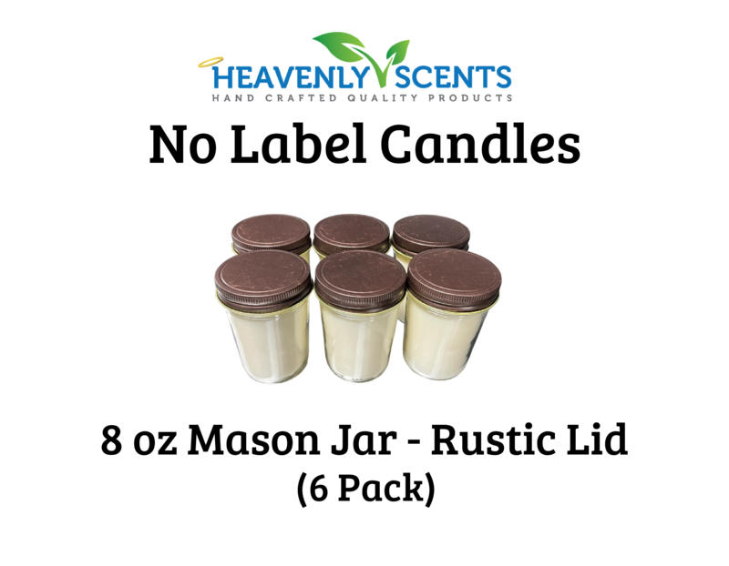 8oz Mason Jar Soy Candles - Rustic  Lid  - 6 Pack No Label: Hazelnut Coffee - Weiss Workshop 