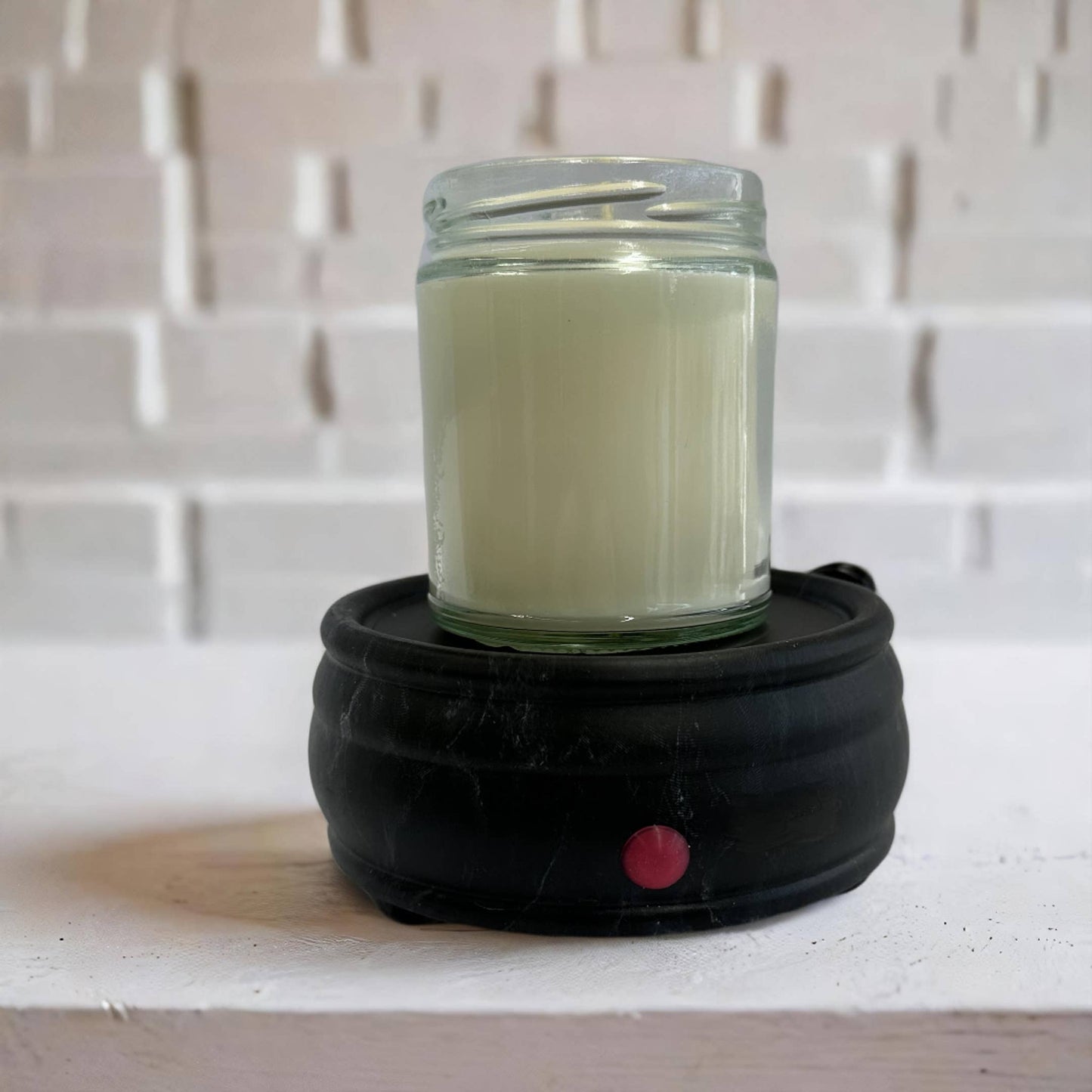 Electric Ceramic Wax Melt and Candle Warmer - Round Marble - Weiss Workshop 