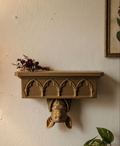 Gothic Bat Wall Shelf with Hidden Compartment - Weiss Workshop 