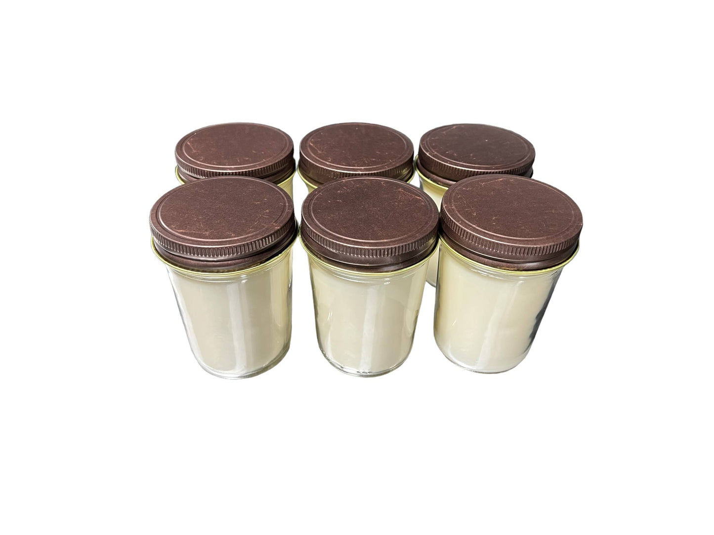 8oz Mason Jar Soy Candles - Rustic  Lid  - 6 Pack No Label: Oak Moss & Amber - Weiss Workshop 