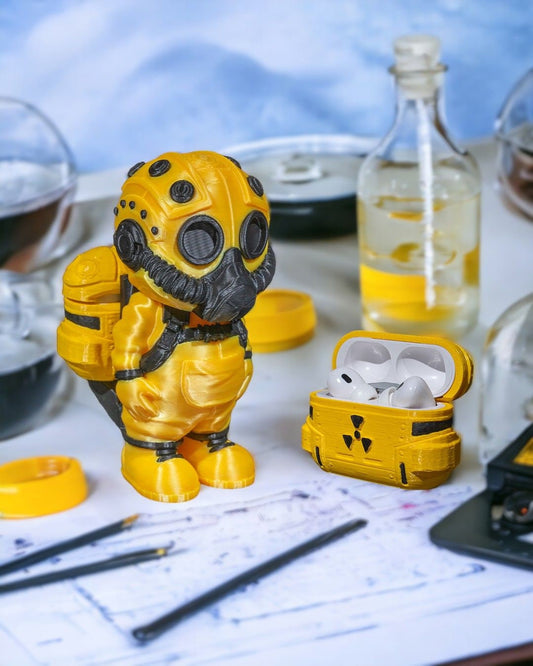 Fallout Inspired AirPods Holder - Vault Dweller Figurine Design, Hazmat Suit Decor