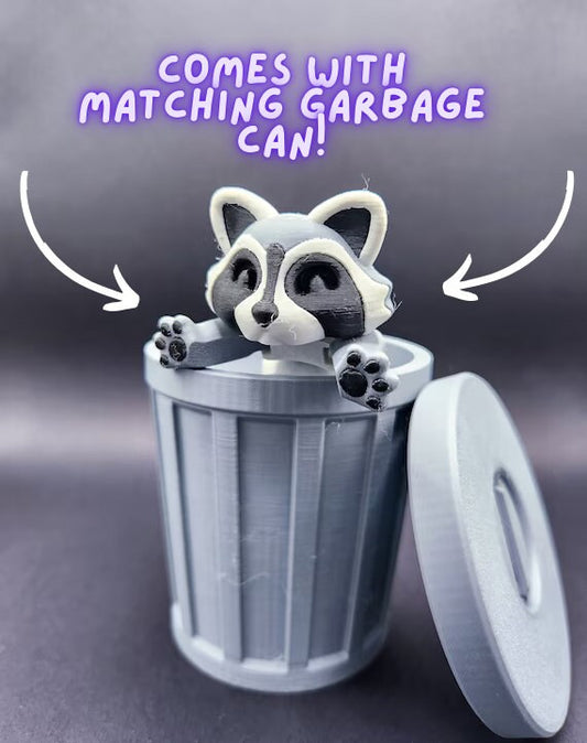 Adorable Raccoon Figurine with Garbage Can Prop - Perfect Hilarious Gag Gift