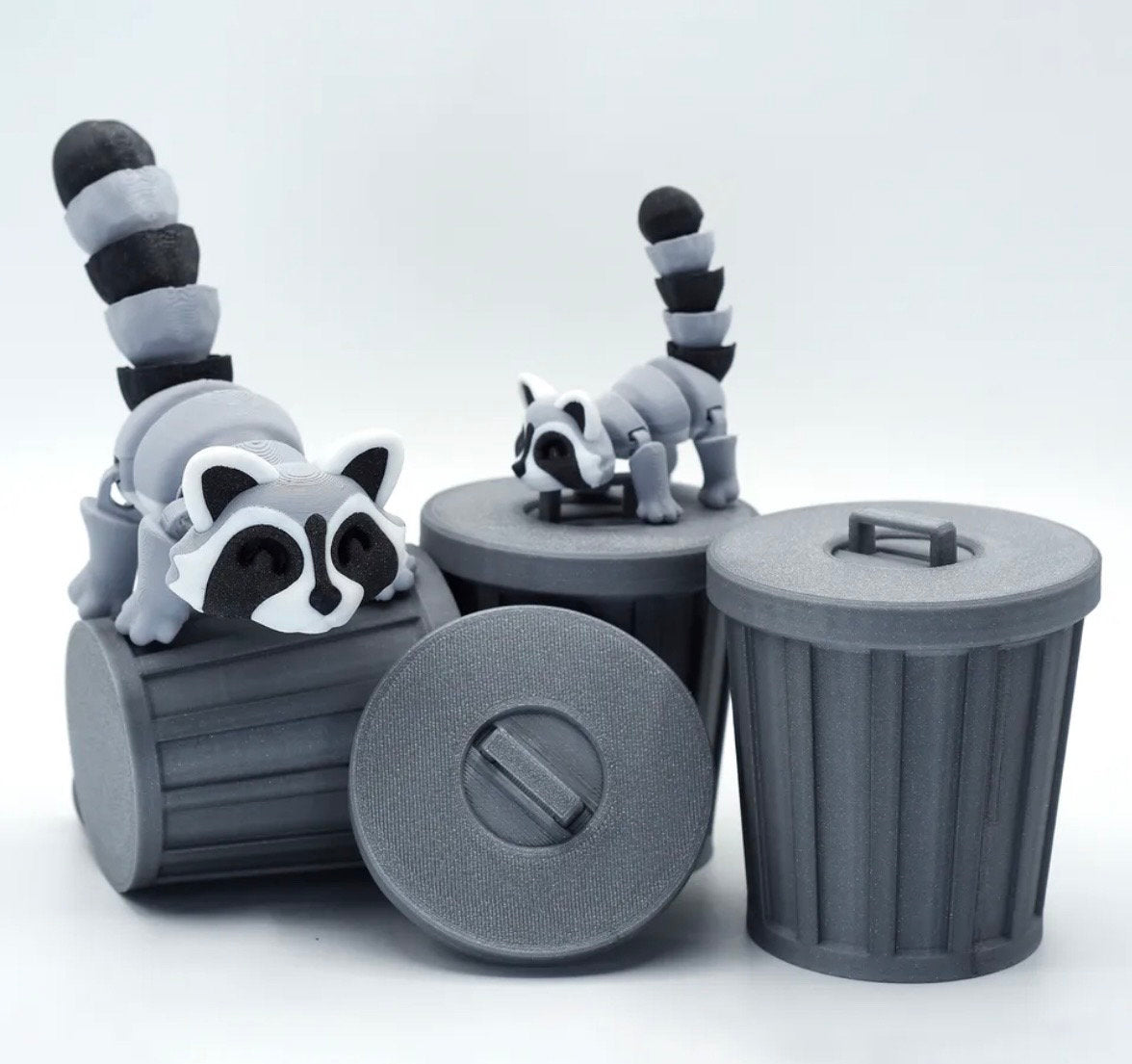 Adorable Raccoon Figurine with Garbage Can Prop - Perfect Hilarious Gag Gift