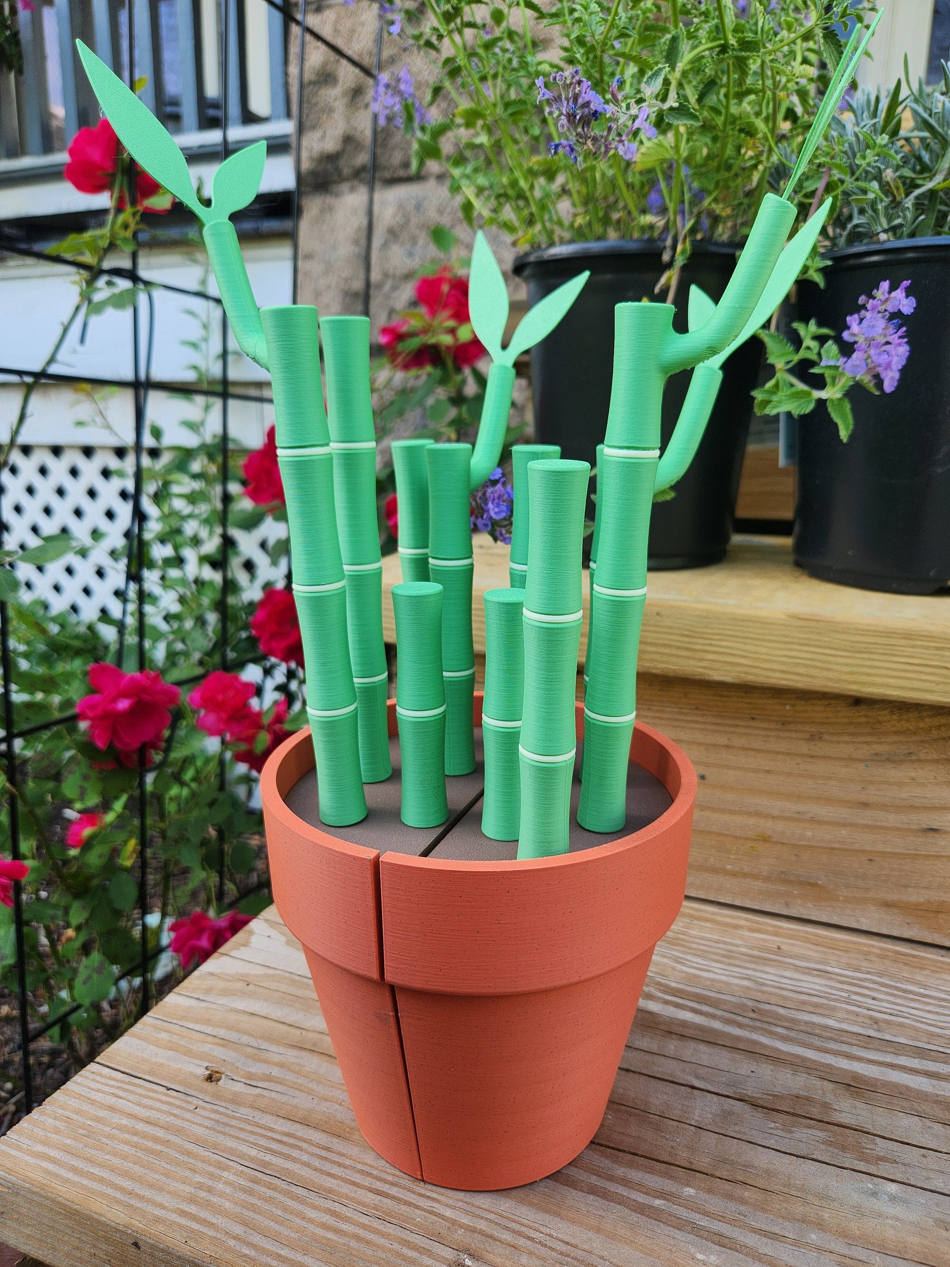 Bambookends -- bambu plant desk organizer or book ends with pens, highlighters, sticky notes, and book marks