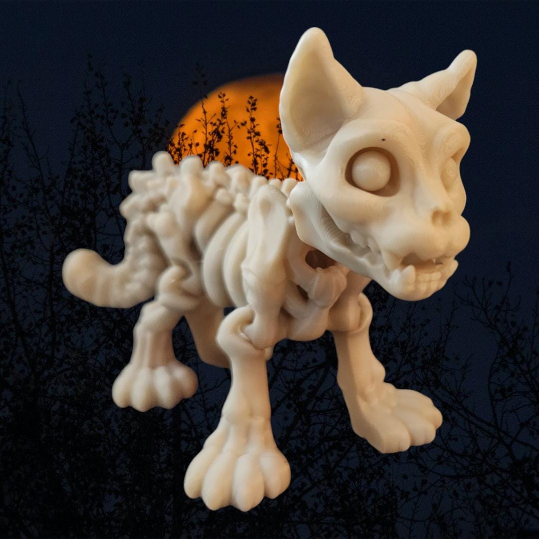 Flexible Skeleton Cat Halloween Fidget Toy