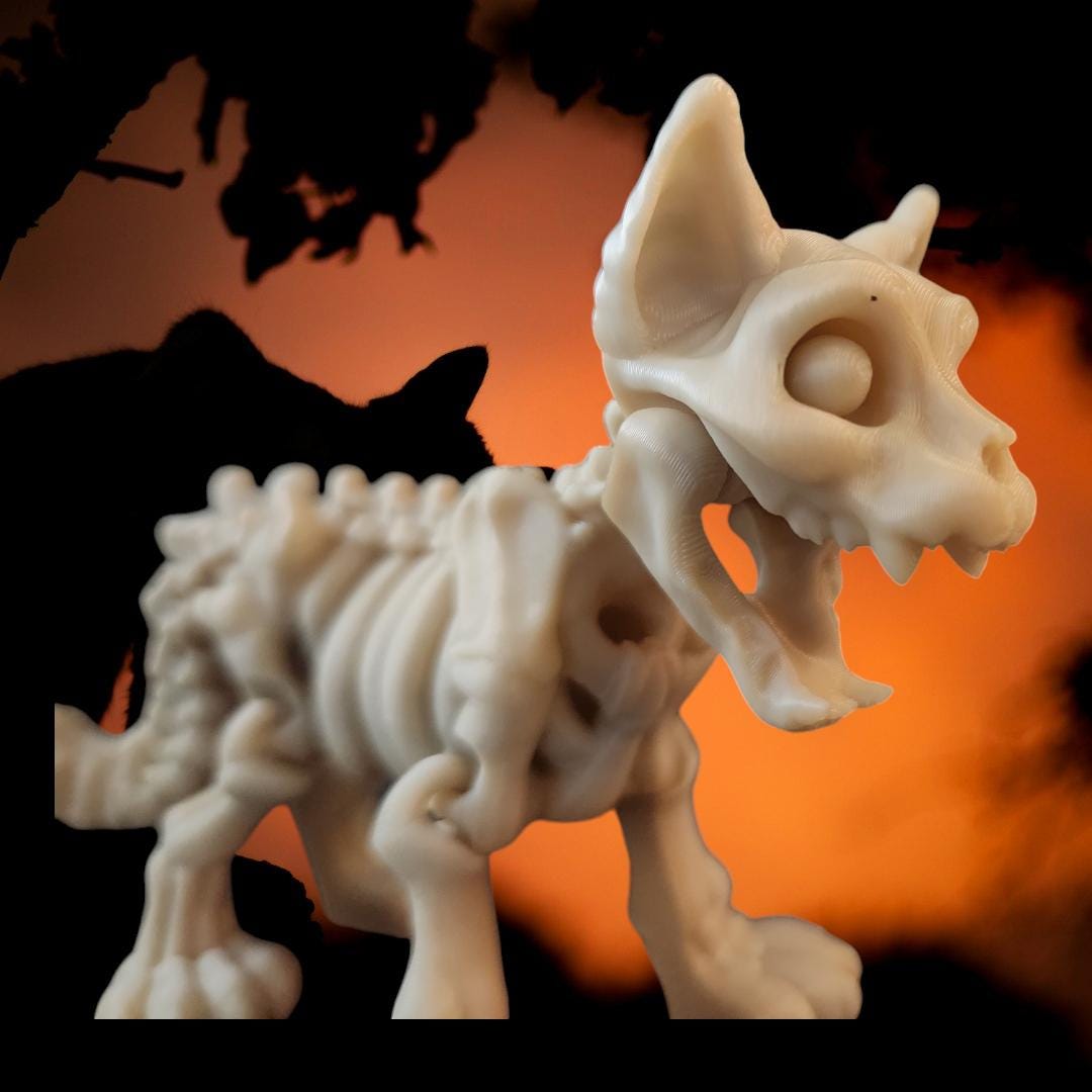 Flexible Skeleton Cat Halloween Fidget Toy