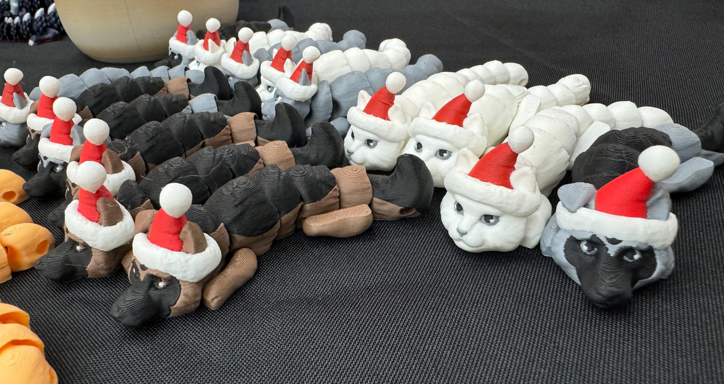 Flexi Santa Pets: Adorable Desk Dog and Cat - Christmas Fidget Toy