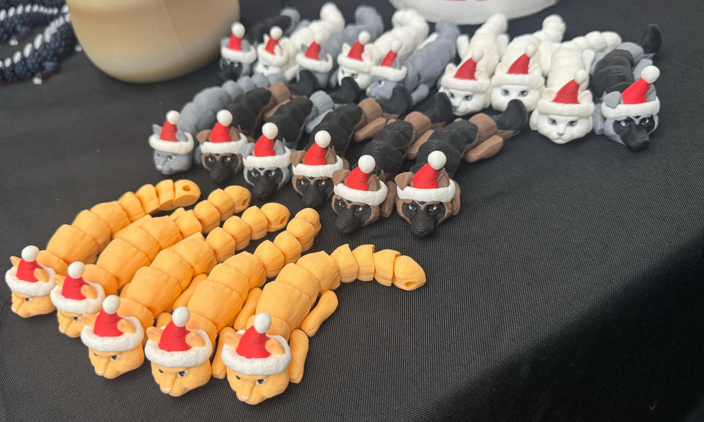 Flexi Santa Pets: Adorable Desk Dog and Cat - Christmas Fidget Toy