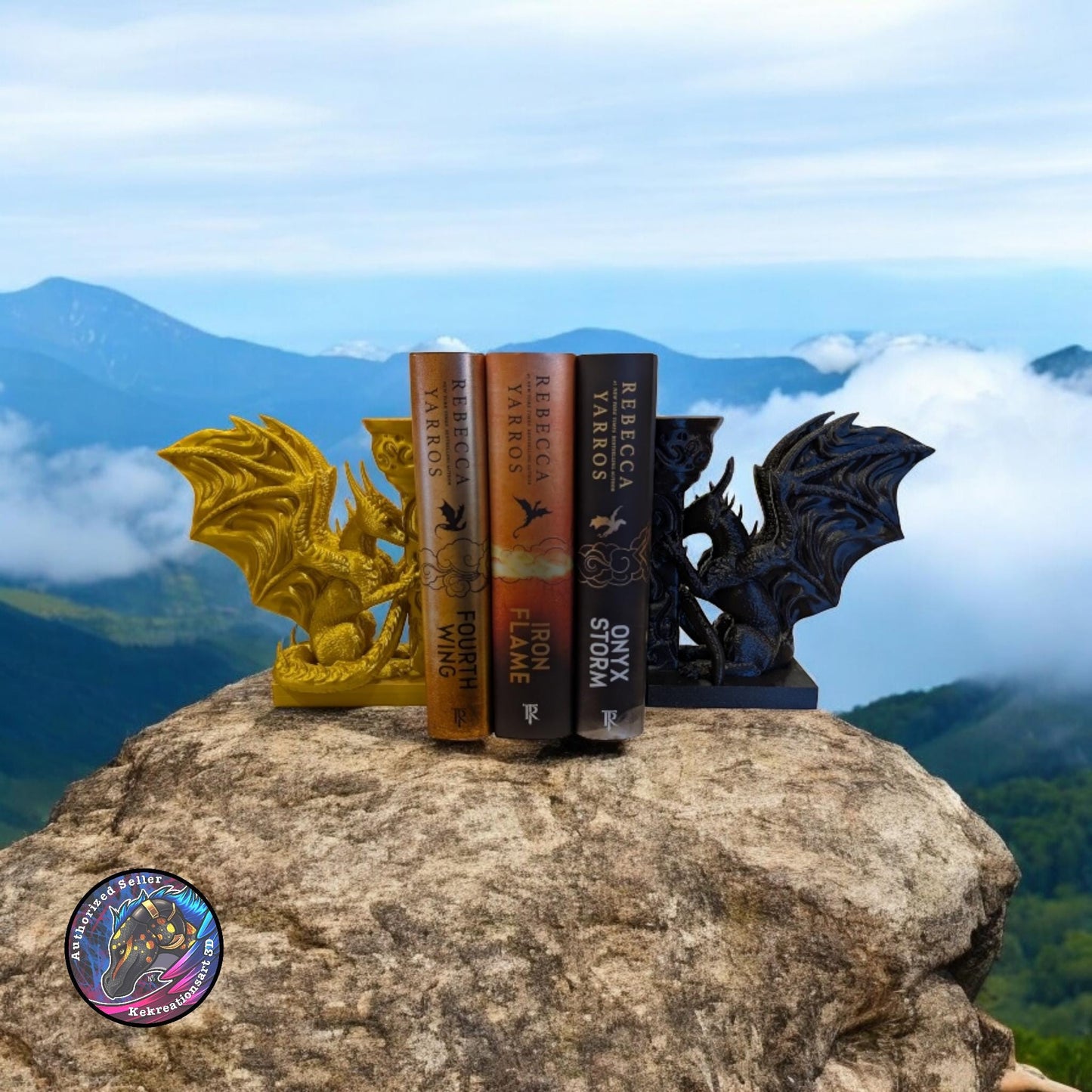 Dragon Statue book ends with lip to hold them in place