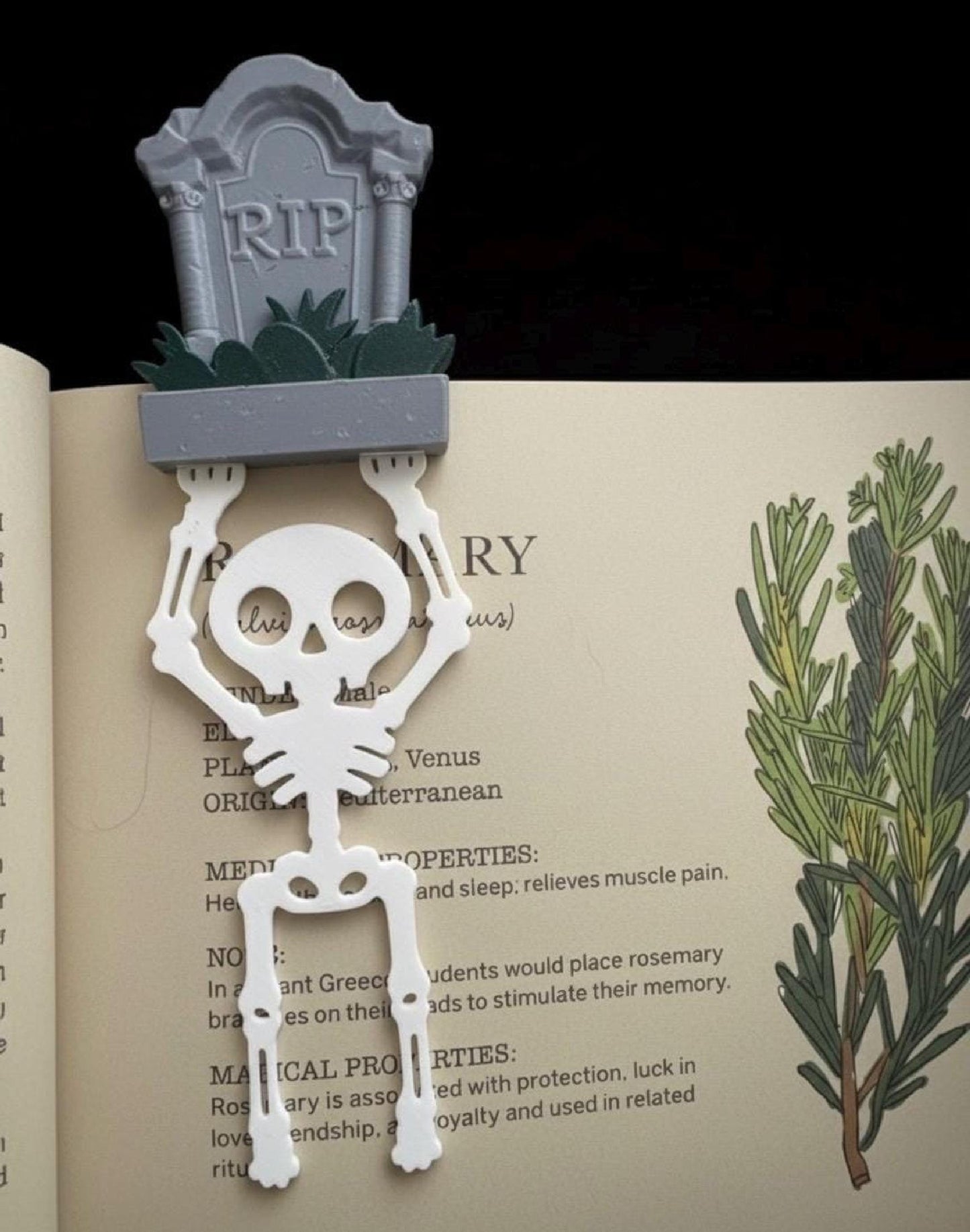 Gothic Bookmark Skeleton Tombstone: The Crypt Keeper’s Page Marker, Handmade Book Accessory