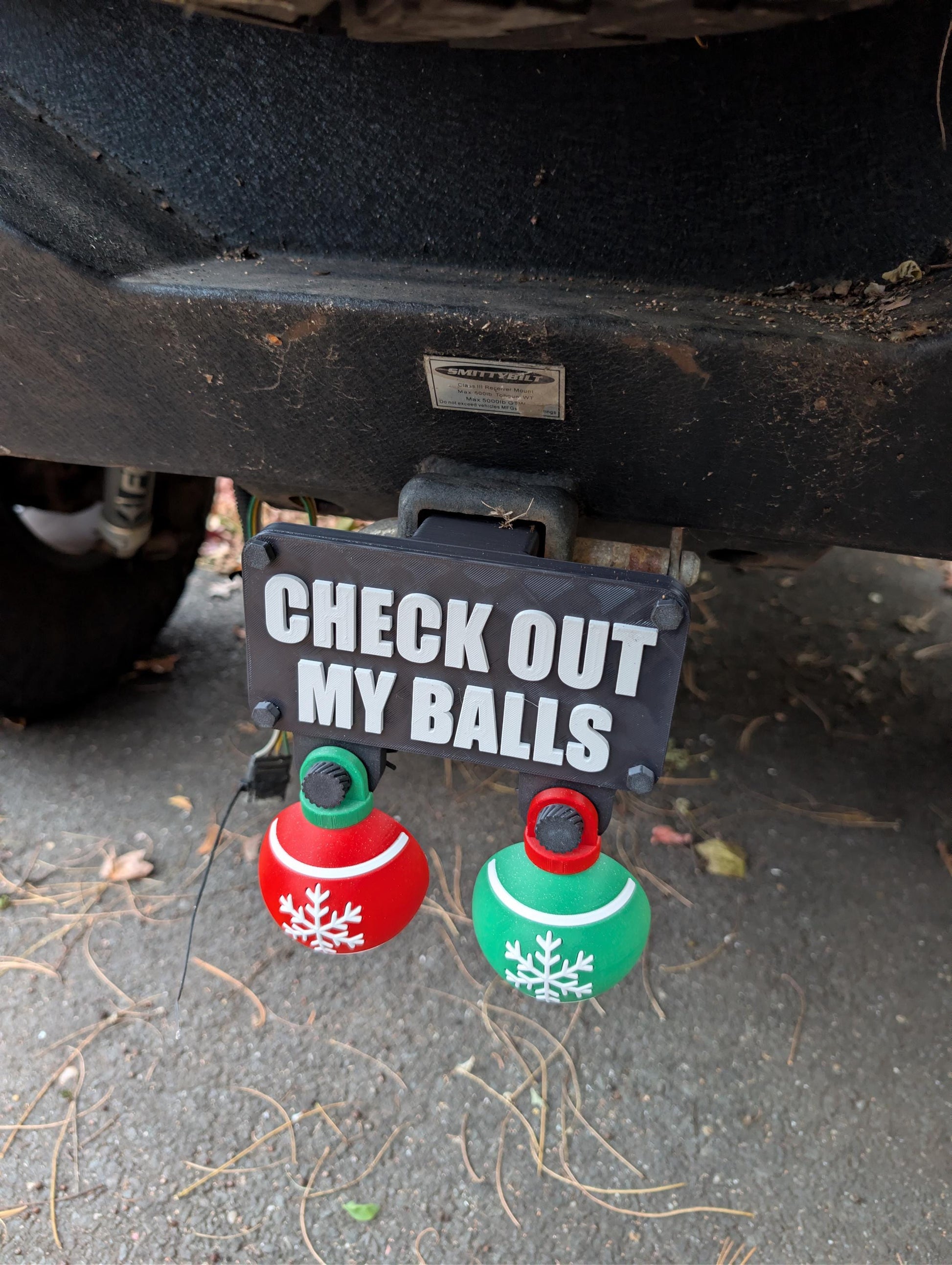 Trailer Hitch Cover For The Holidays - Christmas Ornaments - Check Out - Weiss Workshop 