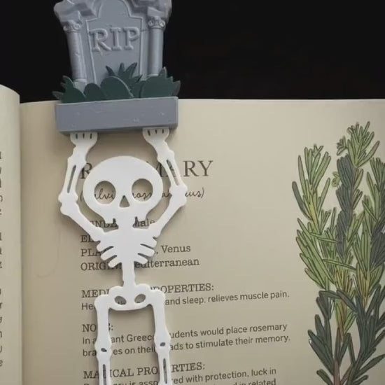 Gothic Bookmark Skeleton Tombstone: The Crypt Keeper’s Page Marker, Handmade Book Accessory