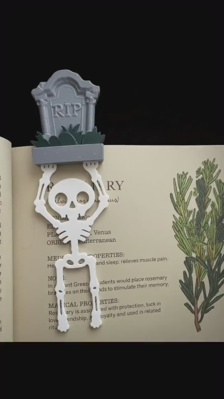 Gothic Bookmark Skeleton Tombstone: The Crypt Keeper’s Page Marker, Handmade Book Accessory