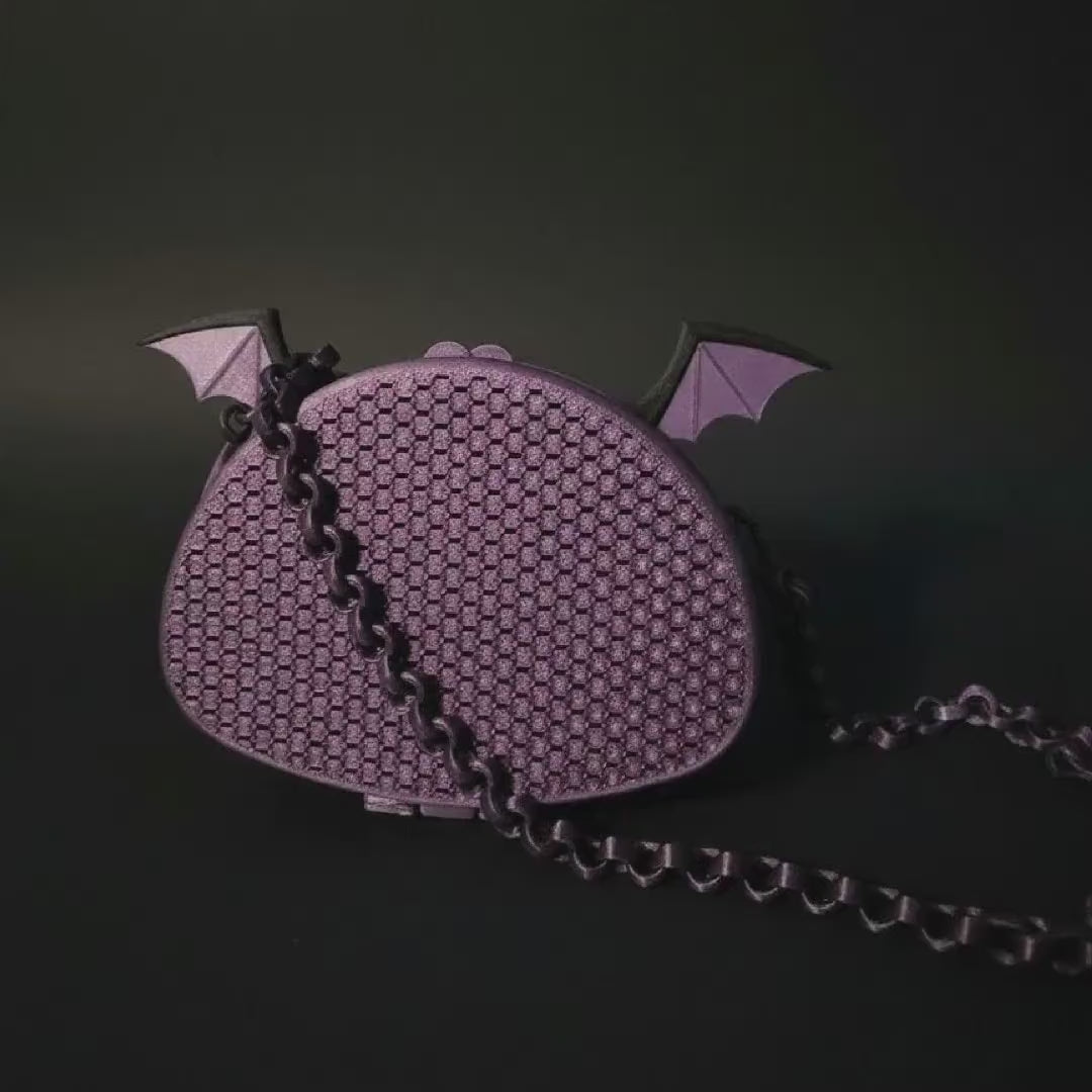 Bat Wing Purse: Going Batty 3D Printed Black Mesh Bag - Gothic Design