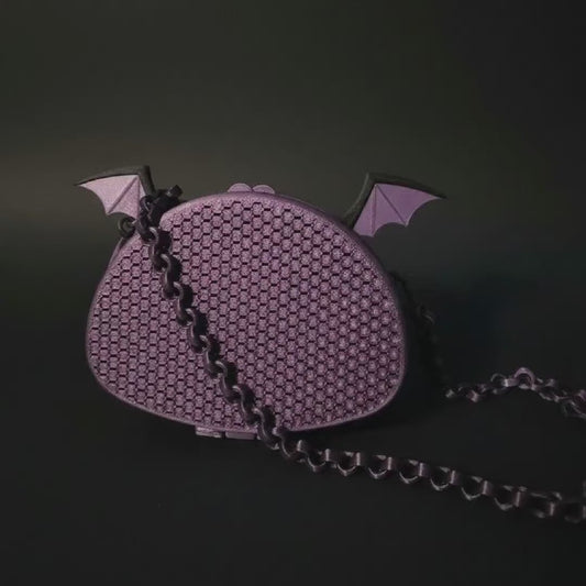 Bat Wing Purse: Going Batty 3D Printed Black Mesh Bag - Gothic Design