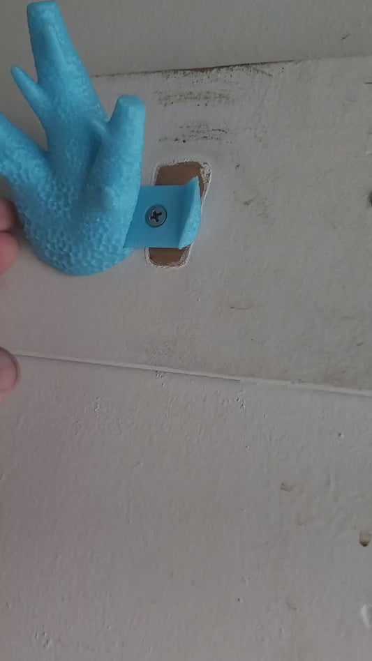 Echinata Coral Coat Hook: Beach Decor with French Cleat Mount