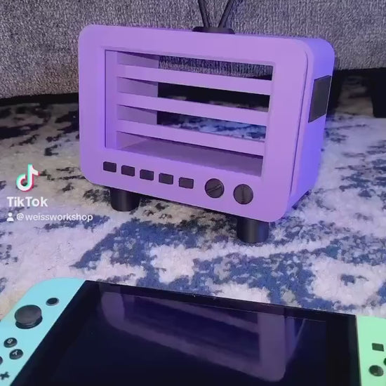 Mini TV display and stand for Nintendo Switch OLED version with charging port