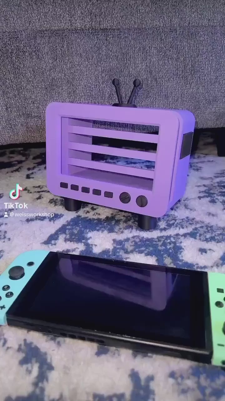 Mini TV display and stand for Nintendo Switch OLED version with charging port